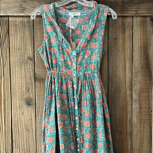 Multicolored Pleated Ruffled Midi Sundress